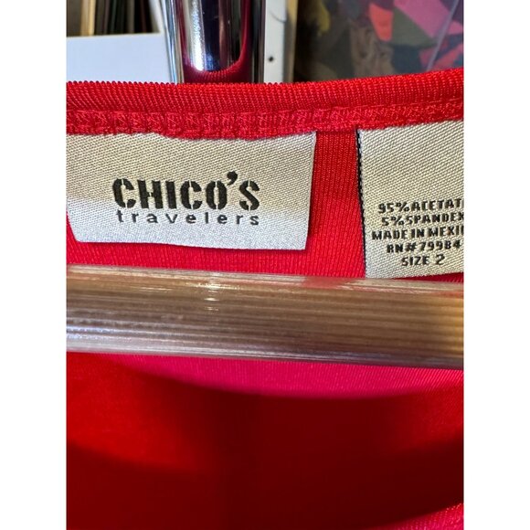 Chico's Travelers Red Scoop Neck Sleeveless Tank Top Sz L - Picture 5 of 7